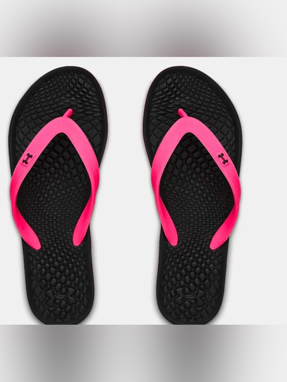 Under Armour Women's Black & Hot Pink Thong Sandals
